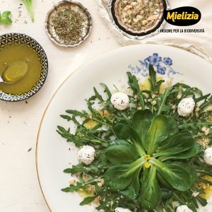 Ricetta insalata erbe provenzali caprino noci emulsione miele