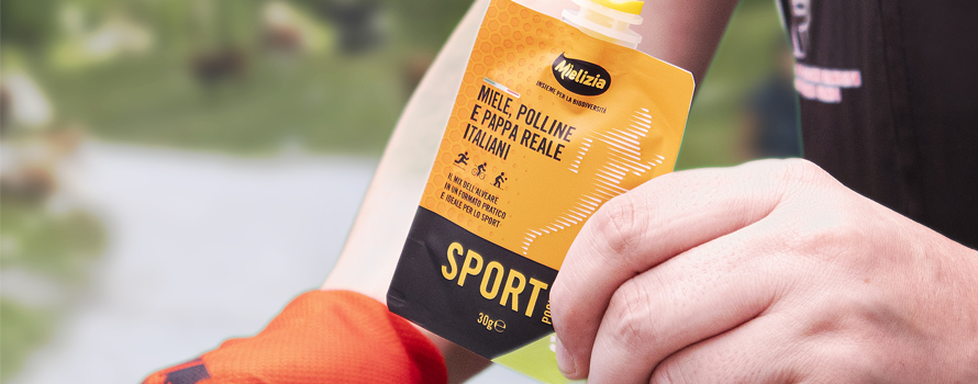 Illustrazione dei benefici di miele, polline e pappa reale nello sport con SportPocket Mielizia