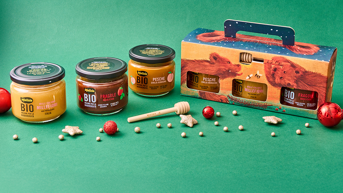 mielizia - Valigetta di Natale - Idea regalo con miele e composte di frutta biologici e spargimiele in legno