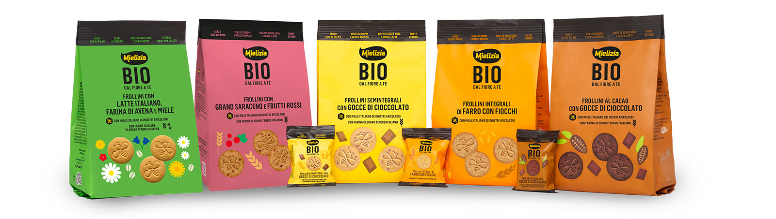Assortment of Mielizia biscuits products on a table