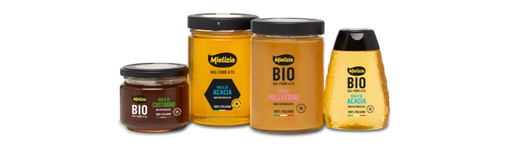 Miele Mielizia - Varie tipologie di miele in primo piano